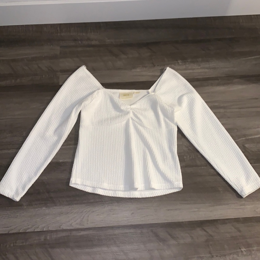 Anthropologie White Crinkle Top